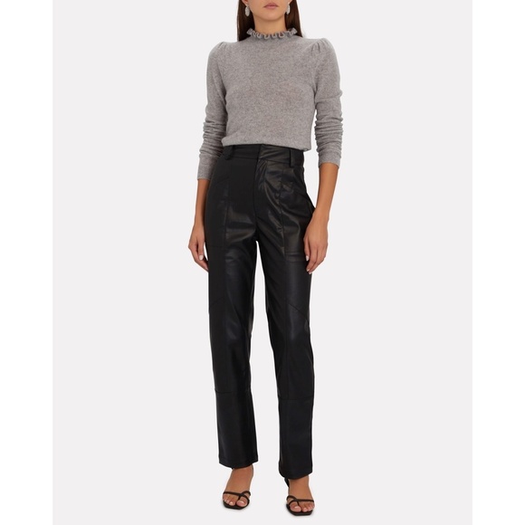 SOLD - NWT Frame Josefine Ruffle Neck Puff Sleeve Cashmere Sweater in Grey S - Picture 3 of 14